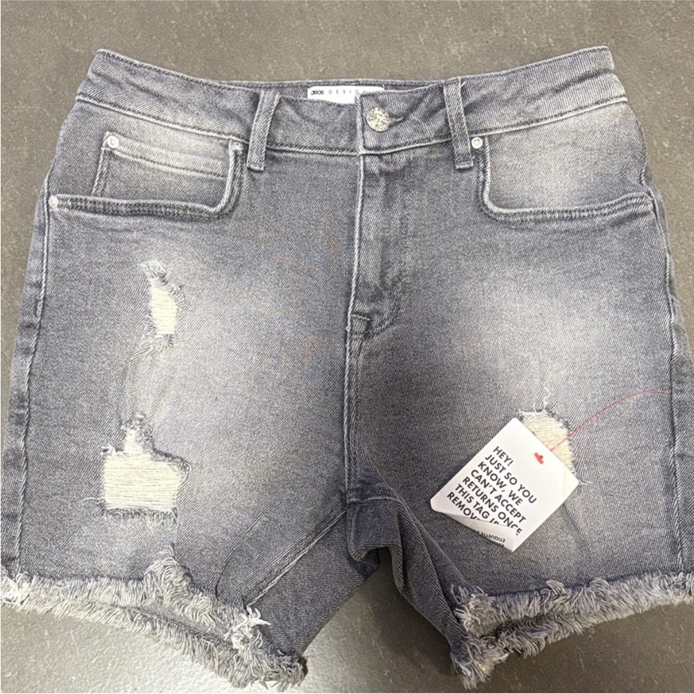 ASOS Gray Distressed Denim Jean Shorts